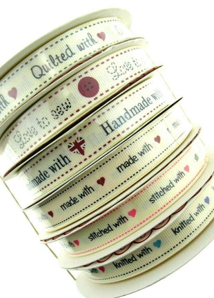 ** BERTIE'S BOWS "HAND MADE WITH" GROSGRAIN RIBBON 16mm - ThreadandTrimmings