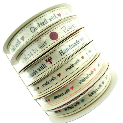 ** BERTIE'S BOWS "HAND MADE WITH" GROSGRAIN RIBBON 16mm - ThreadandTrimmings