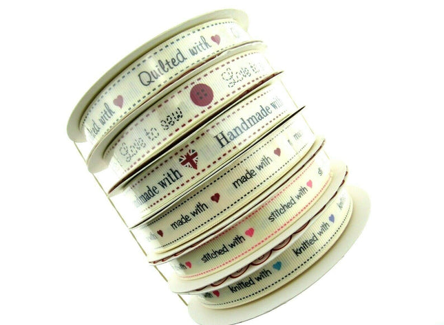** BERTIE'S BOWS "HAND MADE WITH" GROSGRAIN RIBBON 16mm - ThreadandTrimmings