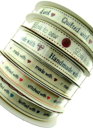 ** BERTIE'S BOWS "HAND MADE WITH" GROSGRAIN RIBBON 16mm - ThreadandTrimmings