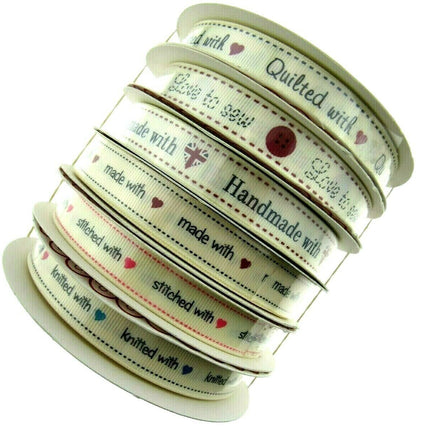 ** BERTIE'S BOWS "HAND MADE WITH" GROSGRAIN RIBBON 16mm - ThreadandTrimmings