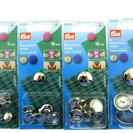 Prym Metal Cover Buttons 11mm / 15mm / 19mm / 23mm - ThreadandTrimmings