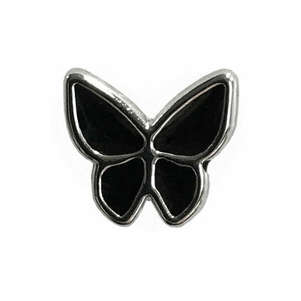 11mm PLASTIC BLACK UTTERFLY BUTTONS With SILVER COLOURED EDGE and SHANK - ThreadandTrimmings
