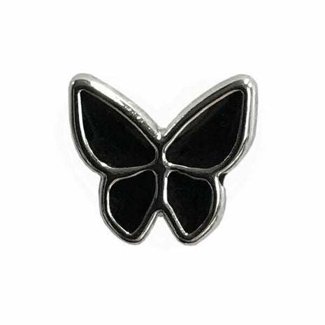 11mm PLASTIC BLACK UTTERFLY BUTTONS With SILVER COLOURED EDGE and SHANK - ThreadandTrimmings