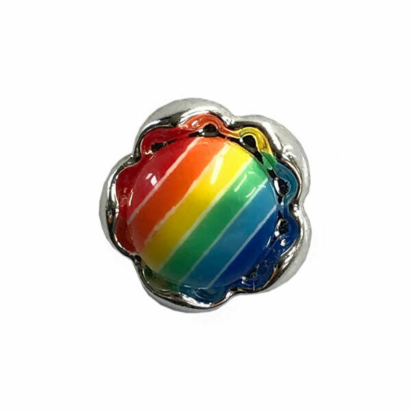 12mm PLASTIC RAINBOW DAISY BUTTONS With SILVER COLOURED EDGE and SHANK - ThreadandTrimmings
