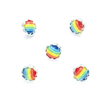 11mm PLASTIC RAINBOW DAISY BUTTONS With SILVER COLOURED EDGE and SHANK - ThreadandTrimmings
