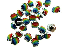 11mm PLASTIC RAINBOW DAISY BUTTONS With SILVER COLOURED EDGE and SHANK - ThreadandTrimmings