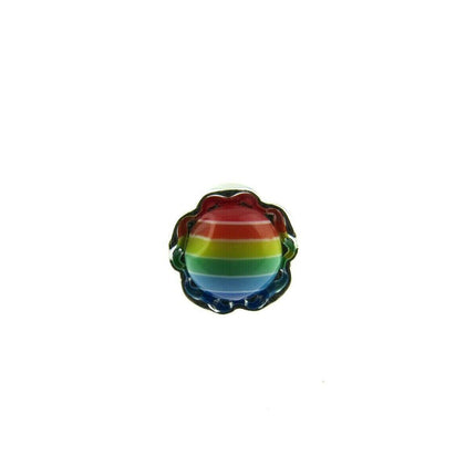 11mm PLASTIC RAINBOW DAISY BUTTONS With SILVER COLOURED EDGE and SHANK - ThreadandTrimmings