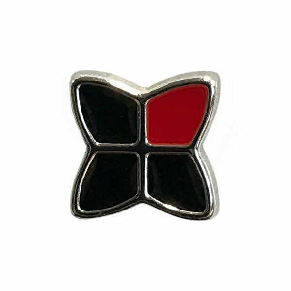 12mm PLASTIC BLACK & RED BUTTONS With SILVER COLOURED EDGE and SHANK - Thread and Trimmings