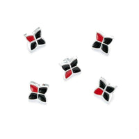 11mm PLASTIC BLACK & RED BUTTONS With SILVER COLOURED EDGE and SHANK - ThreadandTrimmings