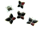 11mm PLASTIC BLACK & RED BUTTONS With SILVER COLOURED EDGE and SHANK - ThreadandTrimmings