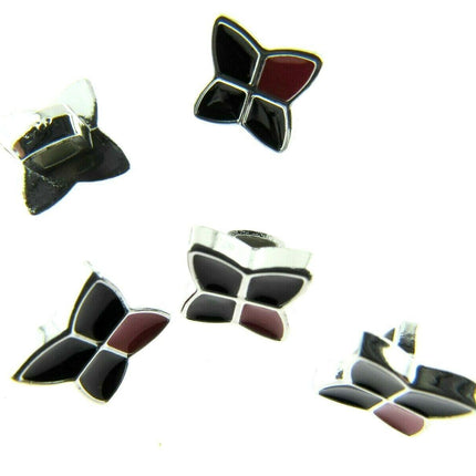 11mm PLASTIC BLACK & RED BUTTONS With SILVER COLOURED EDGE and SHANK - ThreadandTrimmings