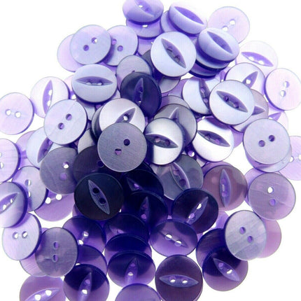 Round Fish Eye Baby Buttons x 100 - From 5 Sizes - 11.5mm 14mm 16mm 19mm 23mm - ThreadandTrimmings