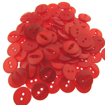 Round Fish Eye Baby Buttons x 100 - From 5 Sizes - 11.5mm 14mm 16mm 19mm 23mm - ThreadandTrimmings