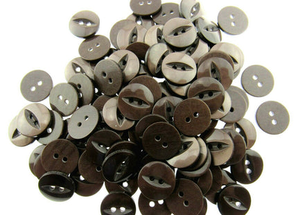 Round Fish Eye Baby Buttons x 100 - From 5 Sizes - 11.5mm 14mm 16mm 19mm 23mm - ThreadandTrimmings