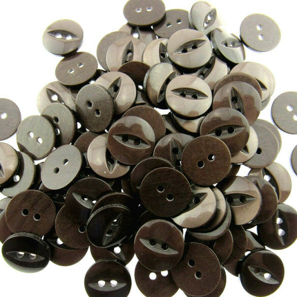 Round Fish Eye Baby Buttons x 100 - From 5 Sizes - 11.5mm 14mm 16mm 19mm 23mm - ThreadandTrimmings