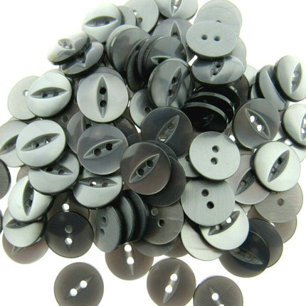 Round Fish Eye Baby Buttons x 100 - From 5 Sizes - 11.5mm 14mm 16mm 19mm 23mm - ThreadandTrimmings