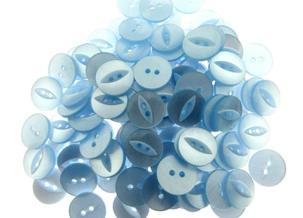 Round Fish Eye Baby Buttons x 100 - From 5 Sizes - 11.5mm 14mm 16mm 19mm 23mm - ThreadandTrimmings