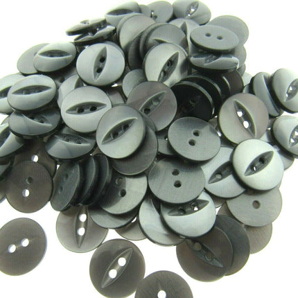 Round Fish Eye Baby Buttons x 100 - From 5 Sizes - 11.5mm 14mm 16mm 19mm 23mm - ThreadandTrimmings