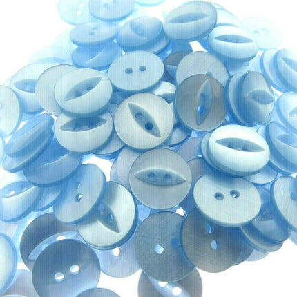 Round Fish Eye Baby Buttons x 100 - From 5 Sizes - 11.5mm 14mm 16mm 19mm 23mm - ThreadandTrimmings