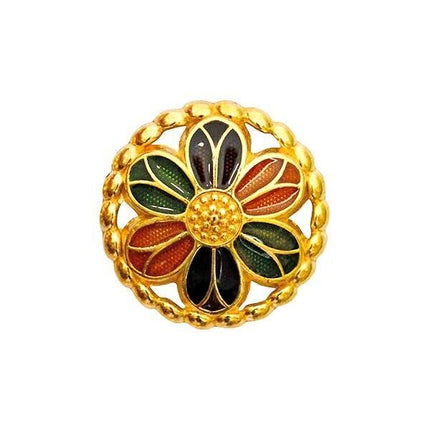 ENAMELED GOLD COLOURED BUTTONS - 15mm - (19/32") - ENAMEL METAL BUTTONS - ThreadandTrimmings