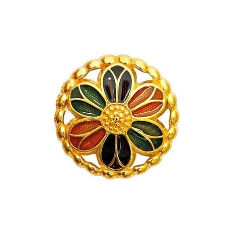ENAMELED GOLD COLOURED BUTTONS - 15mm - (19/32") - ENAMEL METAL BUTTONS - ThreadandTrimmings