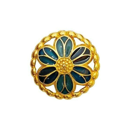 ENAMELED GOLD COLOURED BUTTONS - 15mm - (19/32") - ENAMEL METAL BUTTONS - ThreadandTrimmings