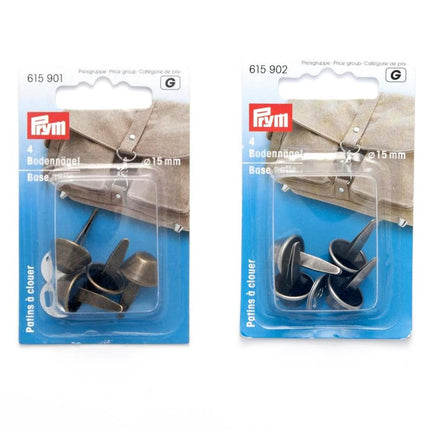 PRYM BASE NAILS for BAG MAKING - 15mm - Set of 4 Feet / Nails - Thread and Trimmings