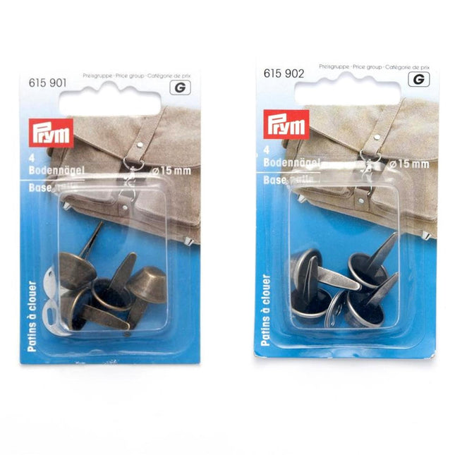 PRYM BASE NAILS for BAG MAKING - 15mm - Set of 4 Feet / Nails - Thread and Trimmings