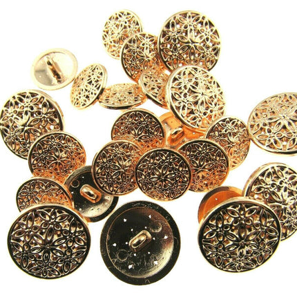 ROSE GOLD METAL FILIGREE STYLE BUTTONS - 15mm & 20mm - ThreadandTrimmings