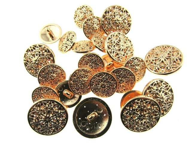 ROSE GOLD METAL FILIGREE STYLE BUTTONS - 15mm & 20mm - ThreadandTrimmings