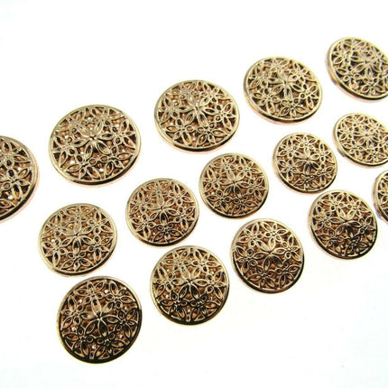 ROSE GOLD METAL FILIGREE STYLE BUTTONS - 15mm & 20mm - ThreadandTrimmings