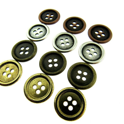 4 HOLE METAL BUTTONS - 4 COLOURS & 3 SIZES TO CHOOSE FROM - ThreadandTrimmings