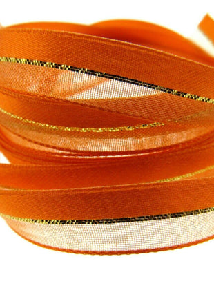 Satin Chiffon Ribbon with Lurex Centre Stripe - 10mm & 22mm - Xmas Ribbon - ThreadandTrimmings