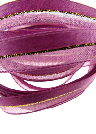 Satin Chiffon Ribbon with Lurex Centre Stripe - 10mm & 22mm - Xmas Ribbon - ThreadandTrimmings