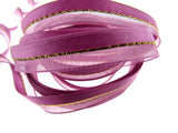 Satin Ribbon with Lurex Centre Stripe & Chiffon Edge - 10mm & 22mm - Xmas Ribbon