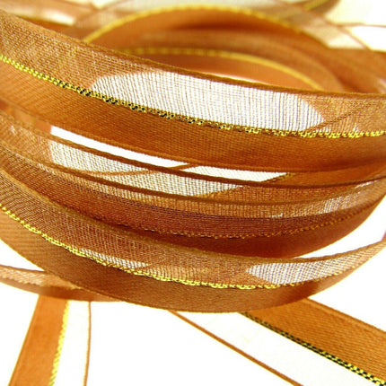 Satin Chiffon Ribbon with Lurex Centre Stripe - 10mm & 22mm - Xmas Ribbon - ThreadandTrimmings