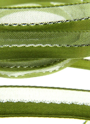 Satin Chiffon Ribbon with Lurex Centre Stripe - 10mm & 22mm - Xmas Ribbon - ThreadandTrimmings