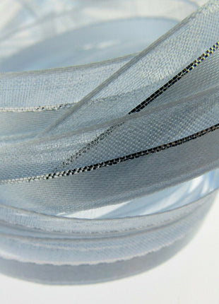 Satin Chiffon Ribbon with Lurex Centre Stripe - 10mm & 22mm - Xmas Ribbon - ThreadandTrimmings