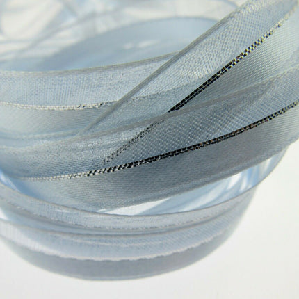 Satin Chiffon Ribbon with Lurex Centre Stripe - 10mm & 22mm - Xmas Ribbon - ThreadandTrimmings