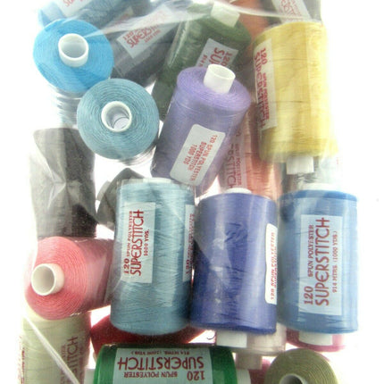 ** 5 x RANDOM ASSORTED COLOURS 1000 YARD SPUN POLYESTER 120's THREAD - CLEARANCE - ThreadandTrimmings
