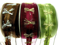 Wired Organza Chiffon Ribbon with Wired Satin Centre with Fringe - 38mm x 3m