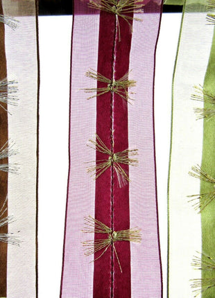 Wired Organza Chiffon Ribbon with Wired Satin Centre with Fringe - 38mm x 3m - ThreadandTrimmings