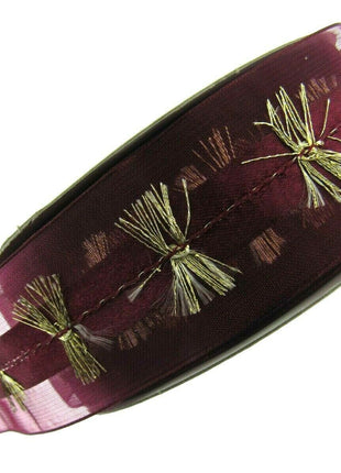Wired Organza Chiffon Ribbon with Wired Satin Centre with Fringe - 38mm x 3m - ThreadandTrimmings