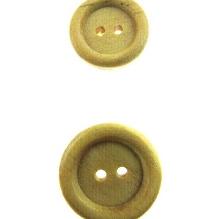 Natural Round Unique Wooden Buttons Fasteners Two Holes Ring Edge on a white background