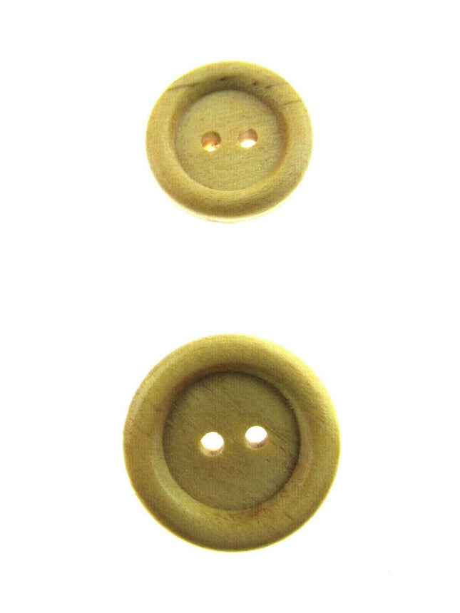 Natural Round Unique Wooden Buttons Fasteners Two Holes Ring Edge on a white background