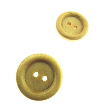 TWO HOLE RING EDGE WOODEN BUTTONS - SIZE 18mm & 23mm (CW2) - ThreadandTrimmings