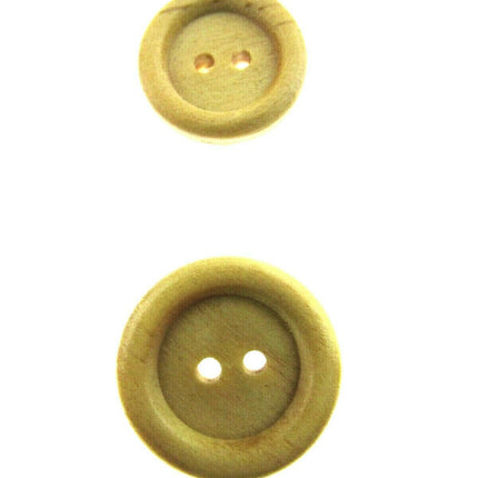 Natural Wooden Buttons Round Fasteners Two Holes Ring Edge Sewing Crafts 18 23mm - ThreadandTrimmings