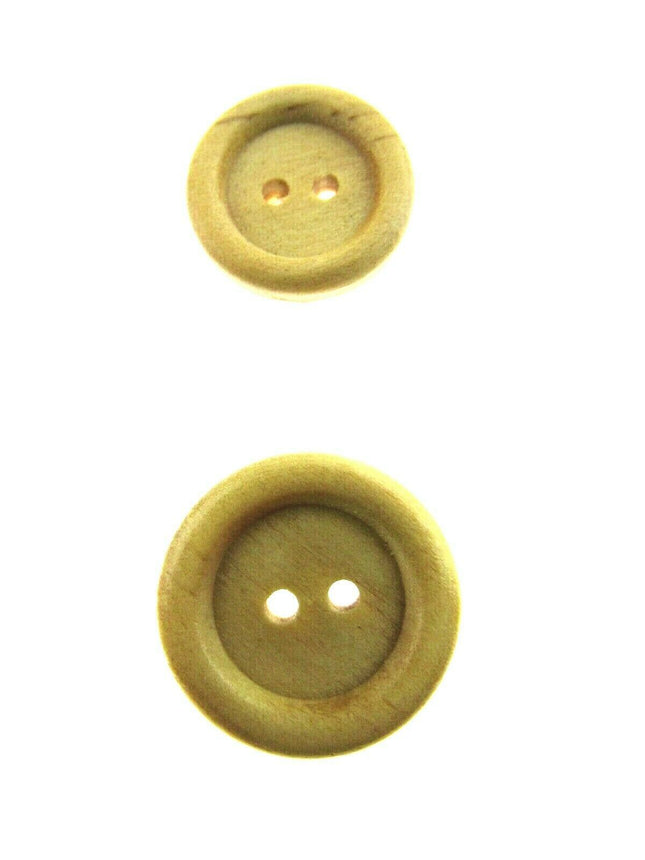 Natural Wooden Buttons Round Fasteners Two Holes Ring Edge Sewing Crafts 18 23mm