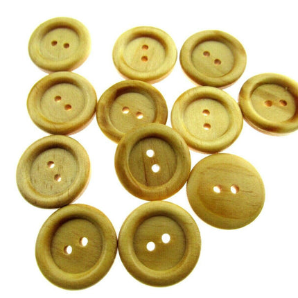 TWO HOLE RING EDGE WOODEN BUTTONS - SIZE 18mm & 23mm (CW2) - ThreadandTrimmings